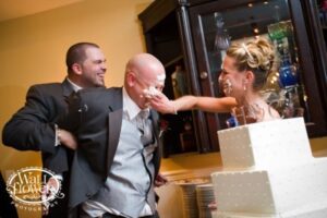 wedding photo cake smash