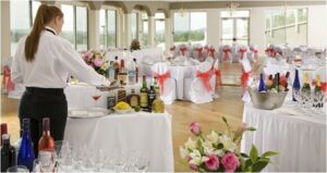 Wedding reception bar bartender